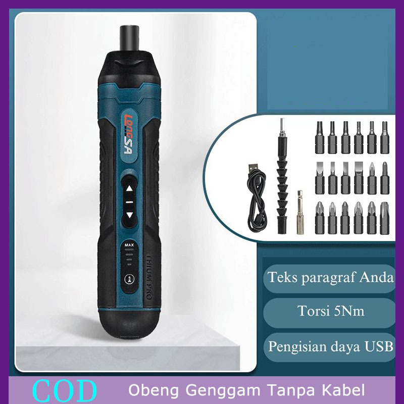 obeng genggam，Obeng Listrik Kelas Industri Genggam, Tanpa Kabel, Set Alat Listrik Obeng Mini
