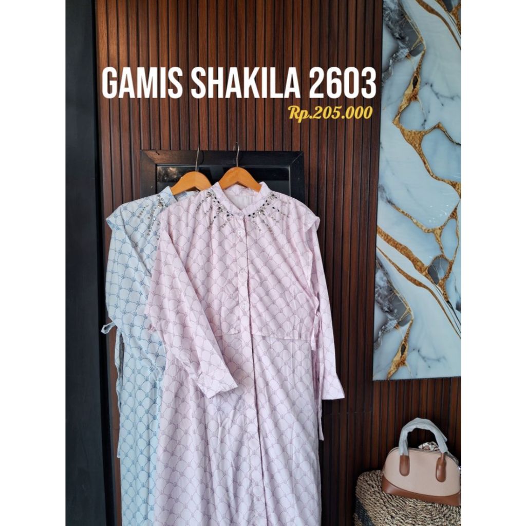 GAMIS SATIN MOTIF TALI PINGGANG || PAYET LEHER || G SHAKILA 2603