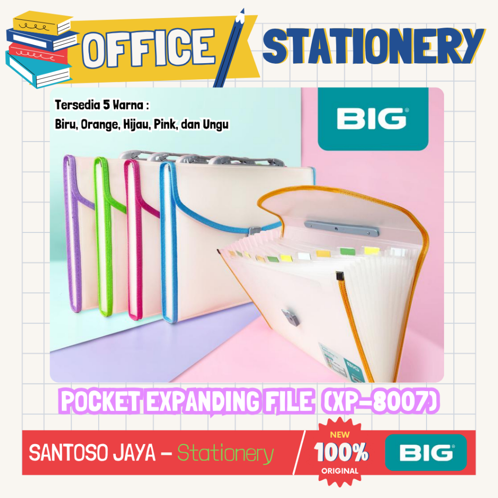 

Expanding File BIG Map Harmonika - Organizer Document F4 Folio - Pocket Plastik Kunci XP-8007