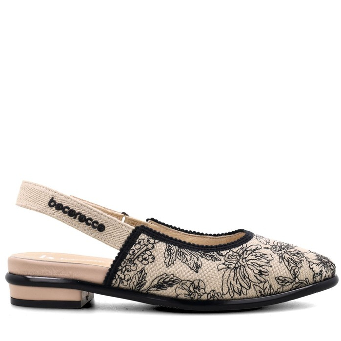 Bocorocco D. Coco 31A Beige - Sepatu Embroidery Flat Mule Wanita - Halal & Nyaman