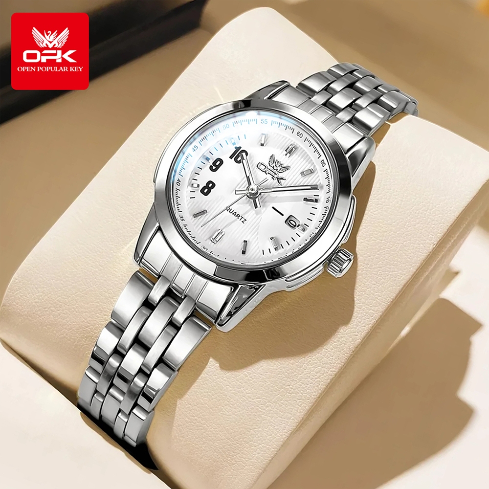OPK Jam Tangan Wanita Anti Air Original Stainless Steel Luminous Terbaru 2025 Luxury Model 6021