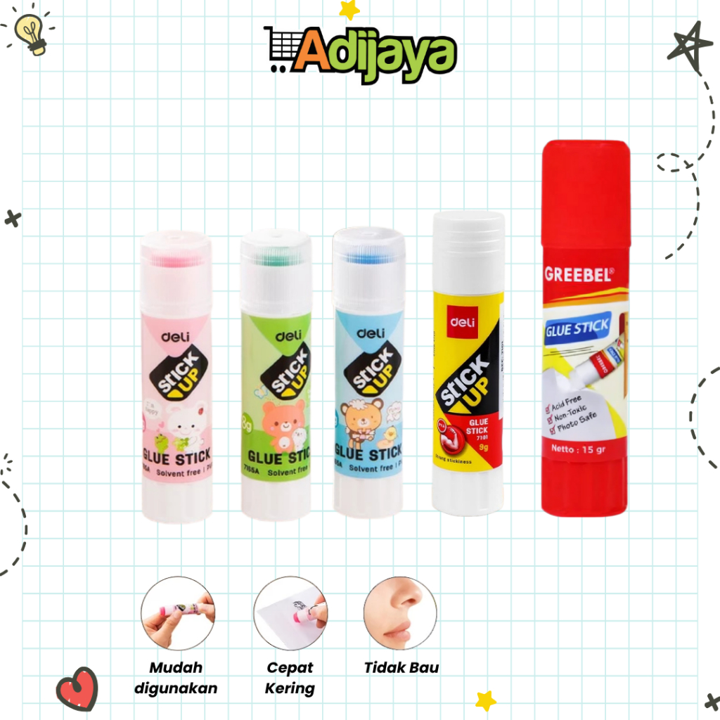 

Lem Stick Greebel 15g - Lem Stik Batang Kertas Deli 8g | Lem Putar