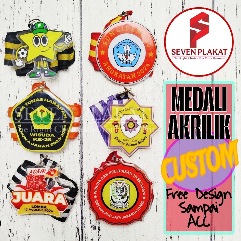 Medali, Medali Akrilik Custom, Medali Wisuda, Medali Juara, Medali TK SD SMP SMK, Medali Pramuka