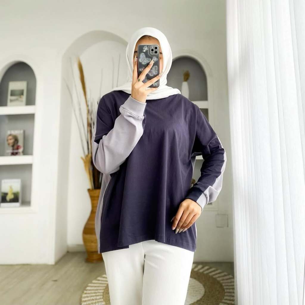 Blouse Wanita Korean Style Jumbo Aysilla Blouse HS M L XL XXL XXXL Bahan Kaos Katun Combed 24s Baju 