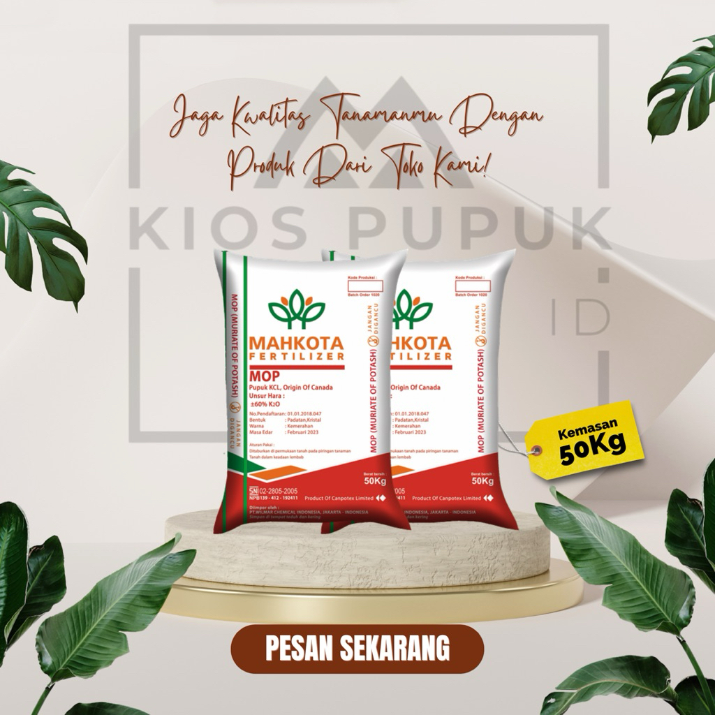 Pupuk Fertilizer MOP Mahkota 50Kg KCL Original/Pupuk Kimia/Pupuk Anorganik/Pupuk Tanaman