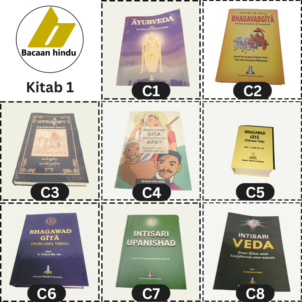 Buku Kitab 1 Yayur Weda Bhagawadgita Aksara Bali Yoga Pancama Veda Kuning Biru Intisari Upanisad Ved