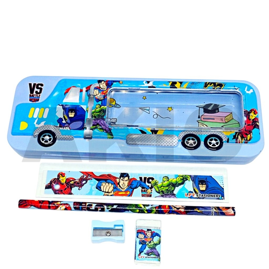 

Tempat Pensil Anak Mobil Car Set Alat Tulis 2 Tingkat Karakter SUPERHERO AVENGERS SUPERMAN BATMAN HULK IRONMAN LPY99-25 BR Timbul Kaleng Besi