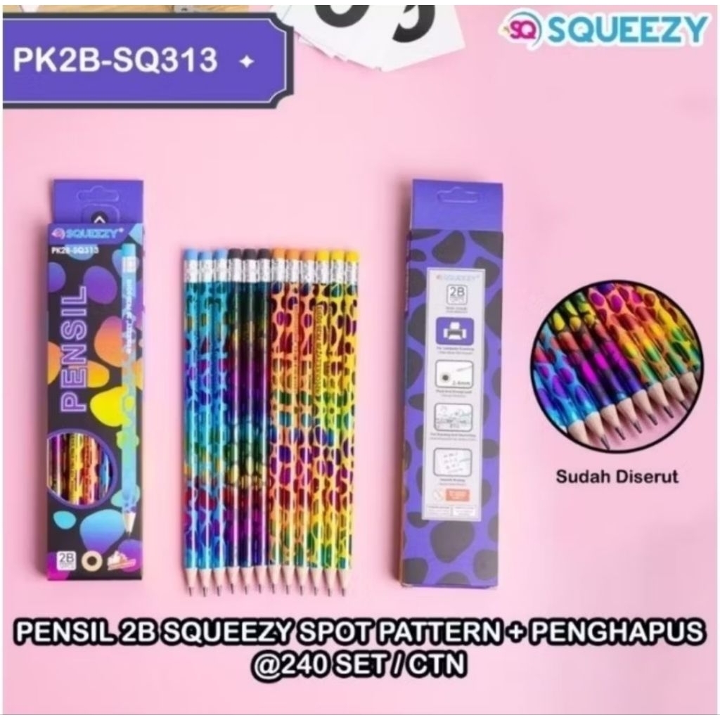 

(12pcs) Pensil 2B SQUEEZY SQ-313/pensil 2B /pensil 2B murah