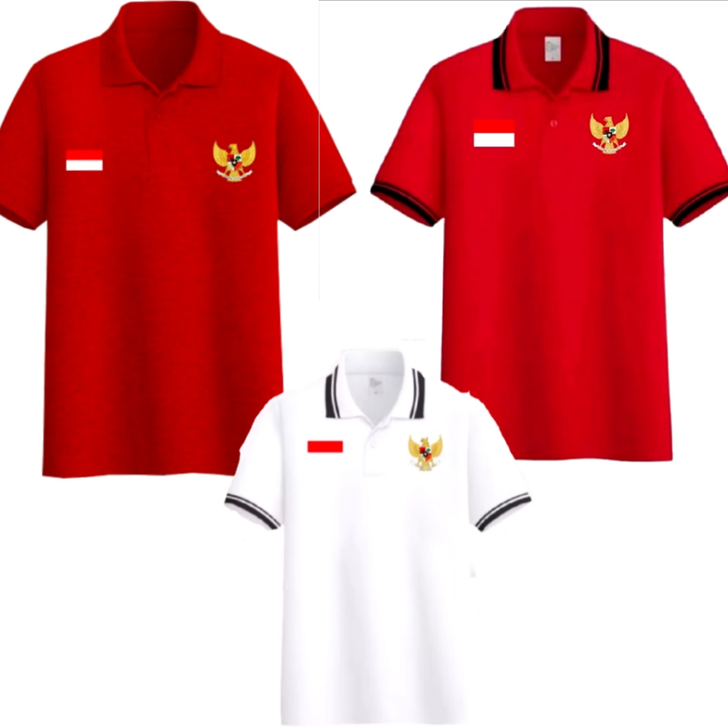 Kaos Polos Polo Kerah Motif "Garuda"/Baju Polo Polos Seragam Dewasa/Kaos Wanita dan Pria Lengan Pend