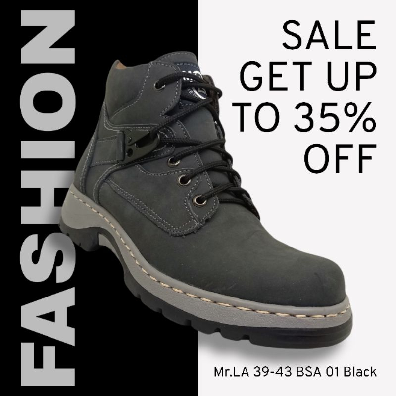 BSA.01 Sepatu Safety kulit Boot pria sepatu kulit original Size 39-43 - TokoShoesBandung