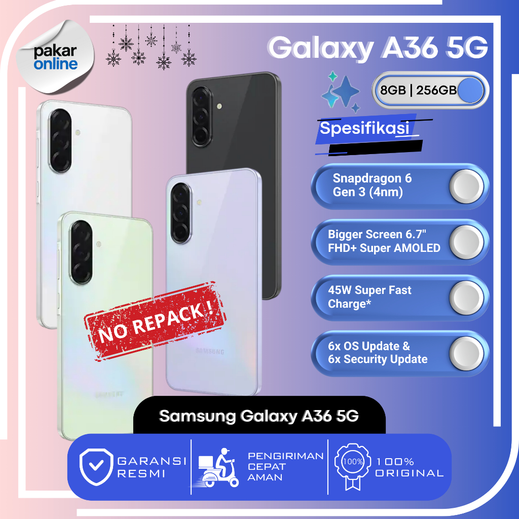 Samsung Galaxy A36 5G 8/256GB HP Samsung Terbaru 2025 Garansi Resmi Samsung Indonesia