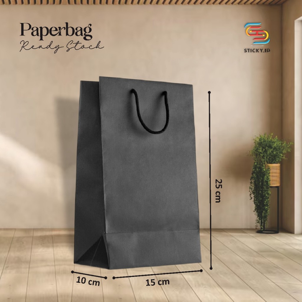 

PAPER BAG HITAM POLOS PREMIUM - TAS SOUVENIR PERNIKAHAN BAHAN KERTAS SOFT KARTON UKURAN 15 x 25 x 10