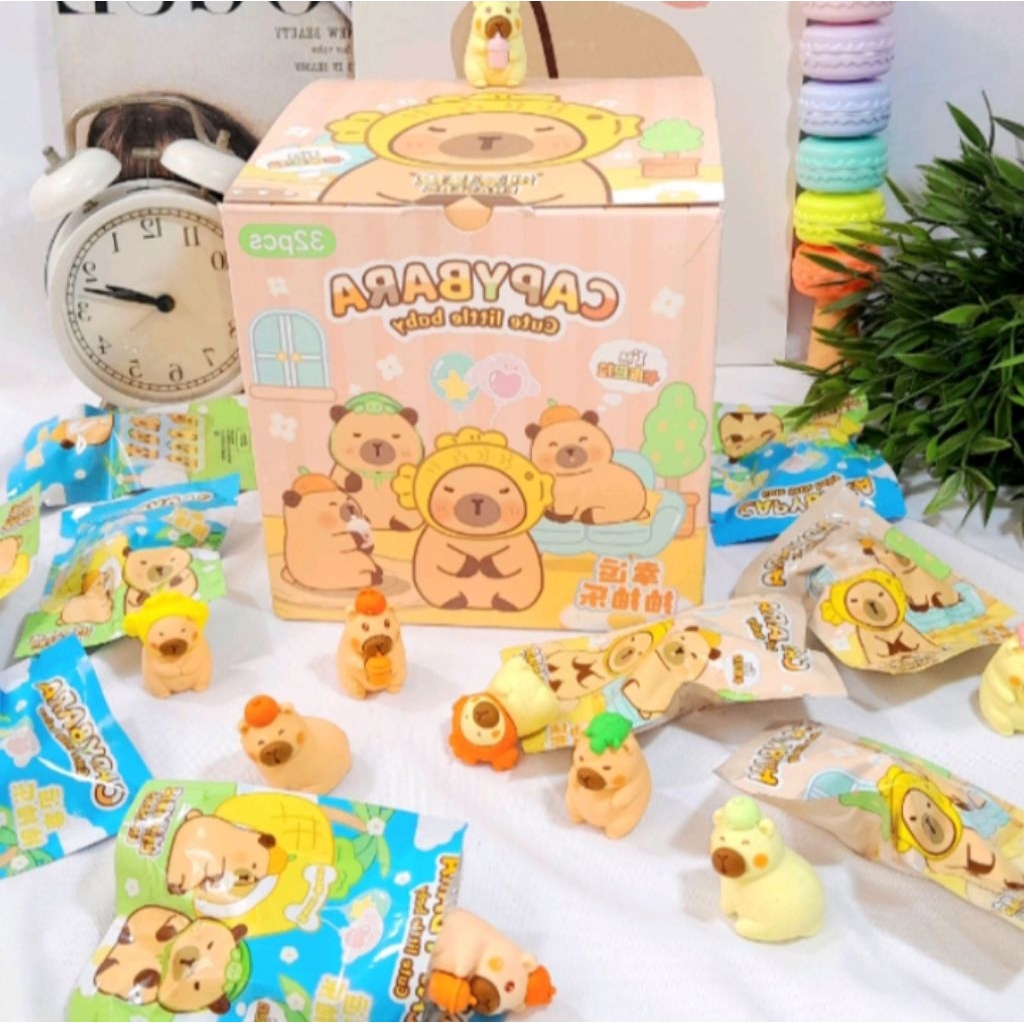 

Paket Usaha Penghapus Bag Karakter Cappybara 1 Box Isi 32 Pcs Penghapus Lucu Unik Termurah