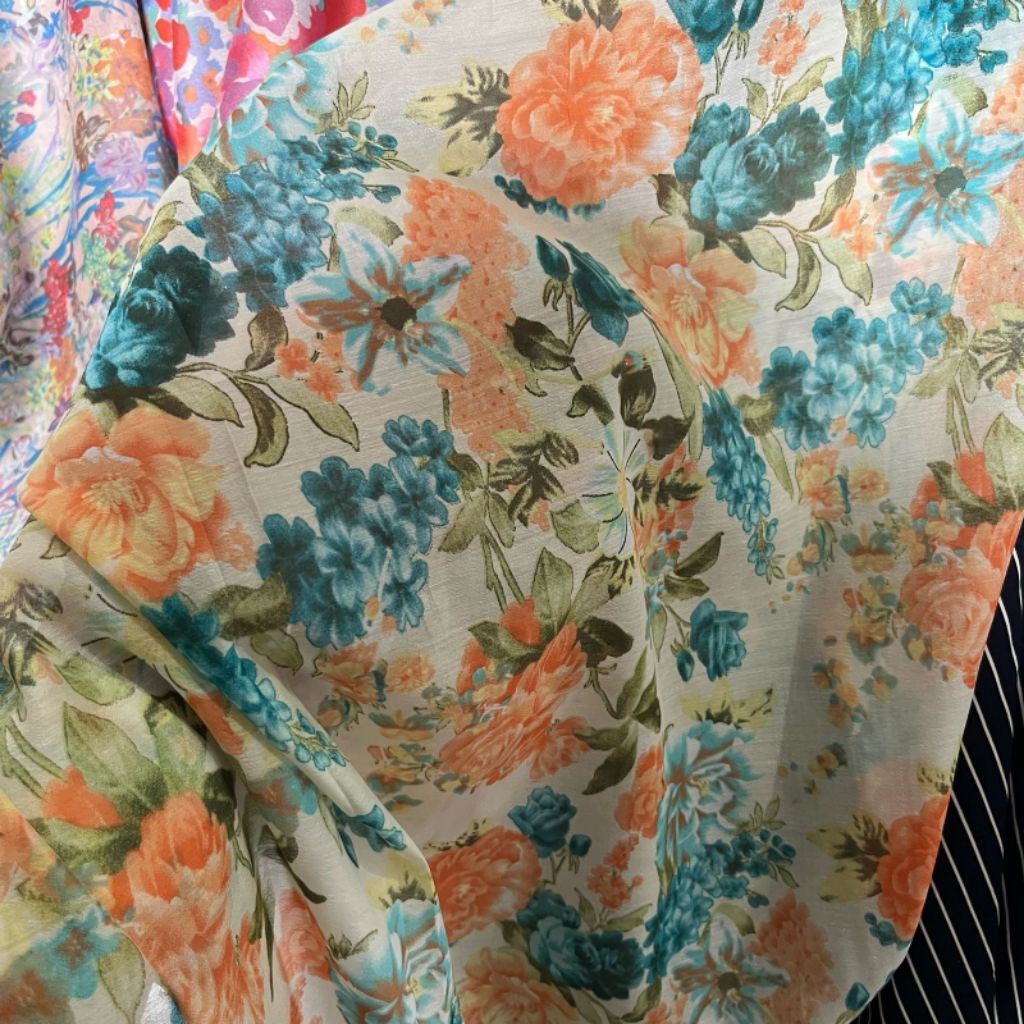 kain organza motif bunga / kain organdi motif / kain kaca