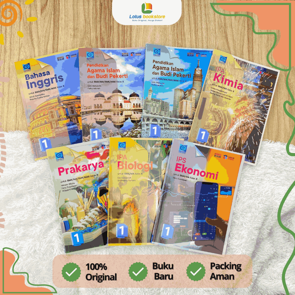 Seri Buku SMA Kelas 10 - Penerbit Grafindo - Kurikulum Merdeka Revisi - (Kimia Agama Bahasa Inggris 