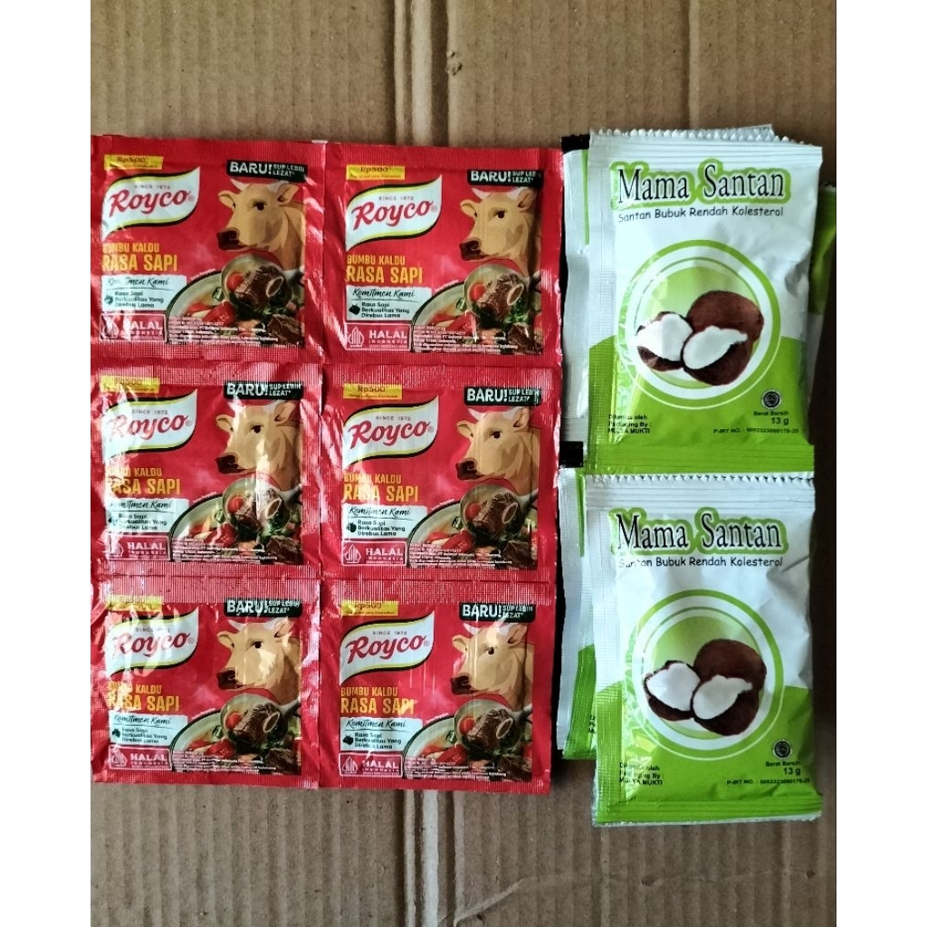 

Paket ROYCO rasa sapi 24pc + MAMASANTAN 1 renceng isi 10