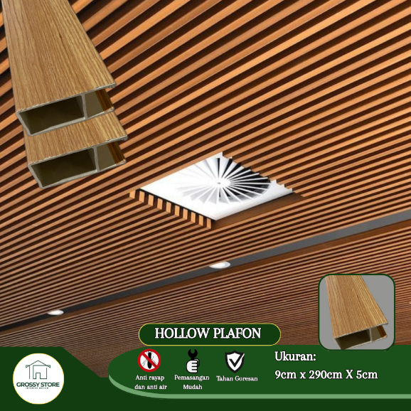 Hollow Plafon PVC Ceiling Panel -  Desain Minimalis & Ringan Finishing Plafon Cocok untuk Rumah, Kaf