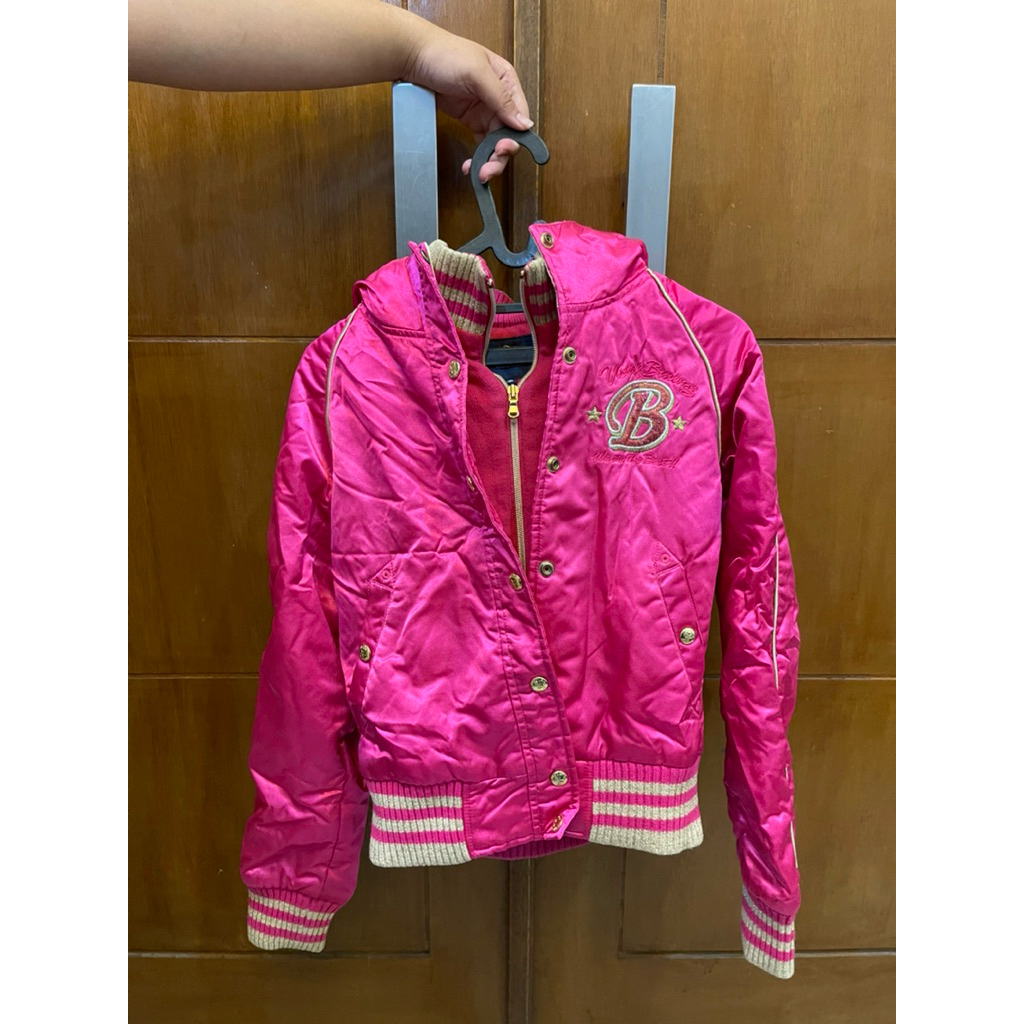 Jacket Baseball Wanita Pink