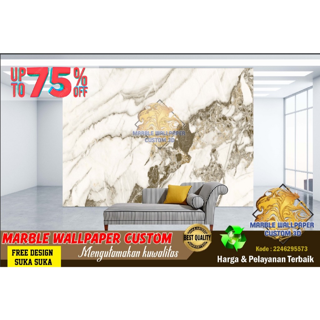 Wallpaper Custom 3D Tema Marmer | Wallpaper Dining Room Marmer | Wallpaper Ruang Makan Marmer | Wall
