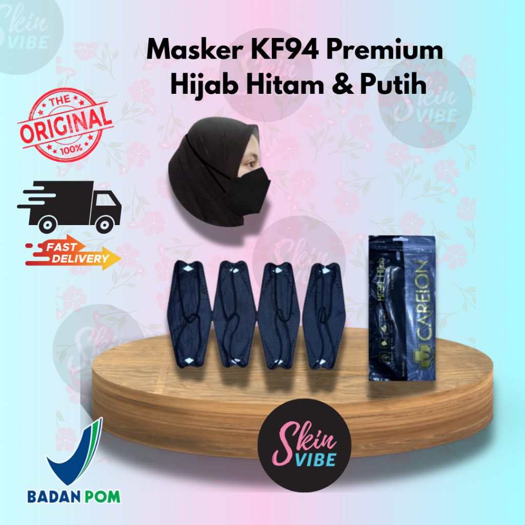 [skinvibe] Masker KF94 Premium Hijab Hitam & Putih