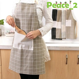Apron Celemek Masak Kain Pelindung Baju Motif Kotak-Kotak Celemek Dapur Koki