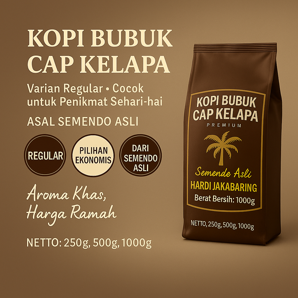 

Kopi Bubuk Regular Cap Kelapa Semendo Asli Asal Palembang