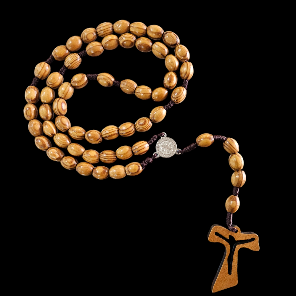 Rosario Kayu 8mm Salib Tao Siluet