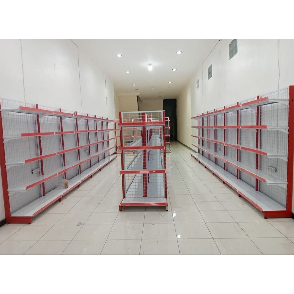 rak gondola single dan doble toko minimarket. swalayan atau toko sembako