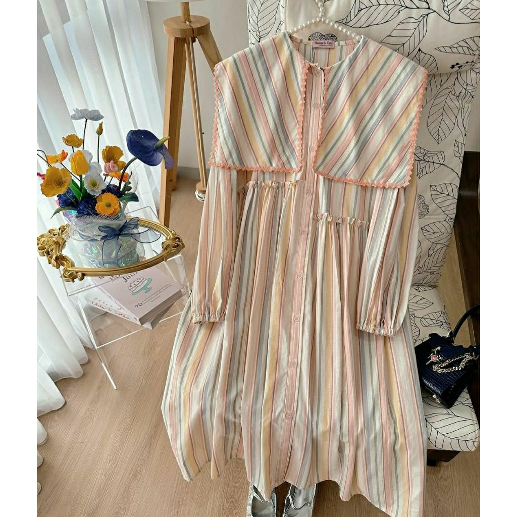 preloved midi gania stripe rainbow/Preloved Haidee Orlin/Preloved Tunik/Haidee&Orlin/HaideeOrlin/Pre