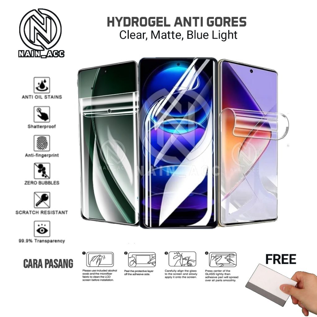 Hydrogel matte Bening Tipe OPPO A3S/C1 Anti gores TG Glass jelly lentur Anti Glare Radiasi Blue Ligh