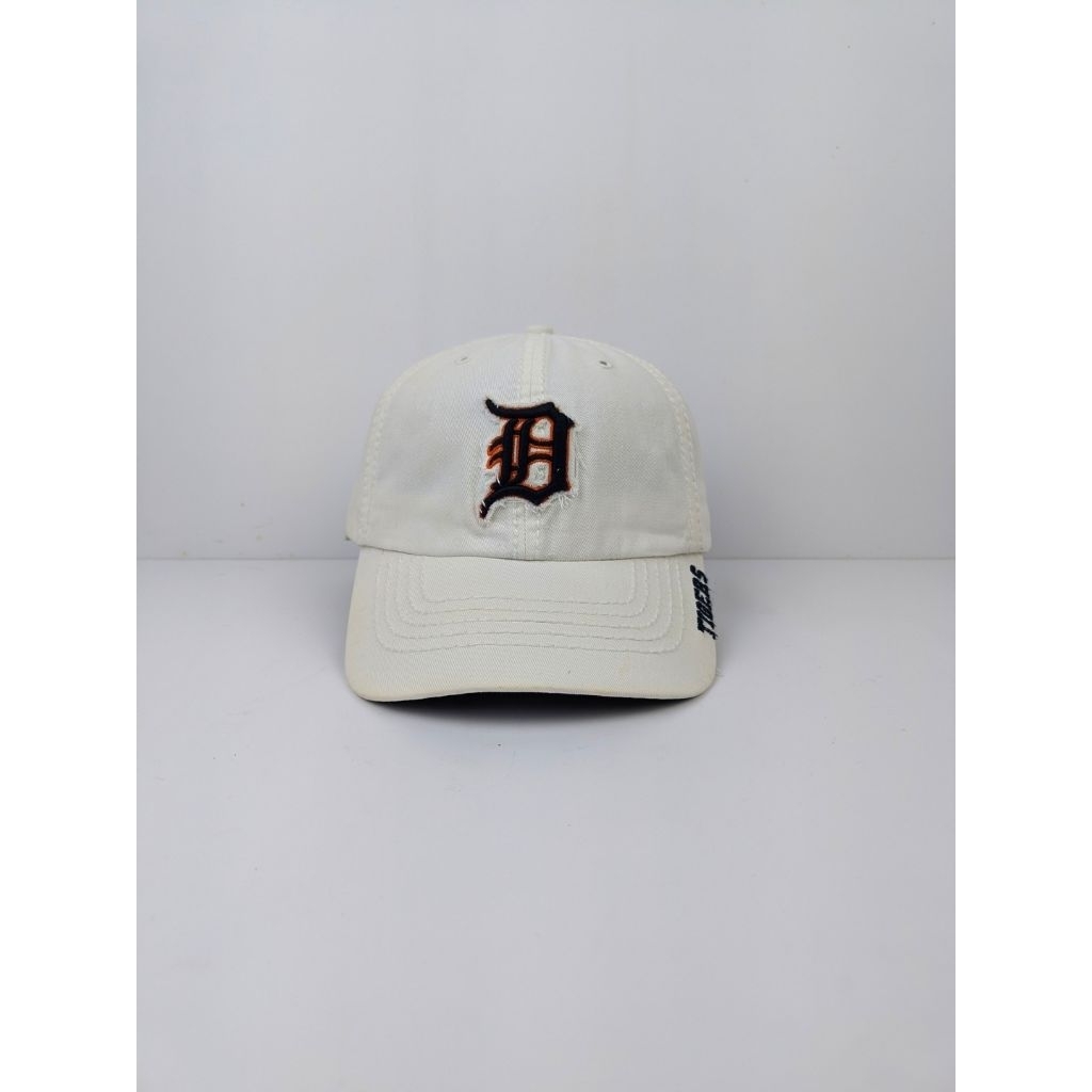 Topi MLB Detroit Tigers White Black Baseball Bisbol Logo D 6 Panel Cap