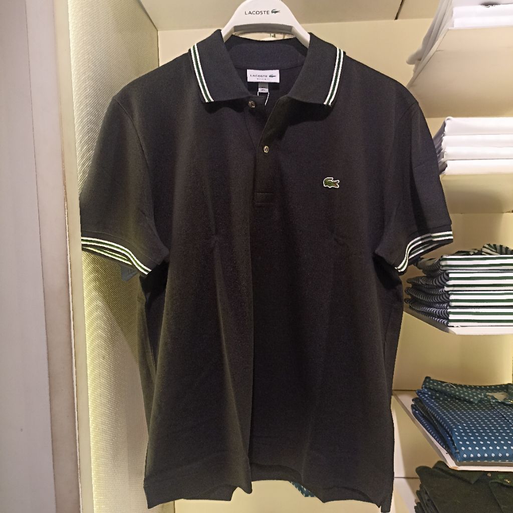 Lacoste polo black stripe mens