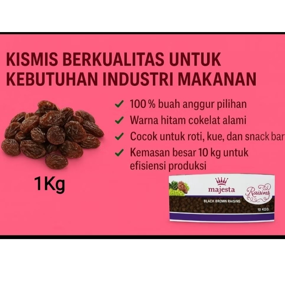 

Kismis Black Brown Raisin Premium 1 Kg | Menu Makanan Sehat dan Toping Kue Roti