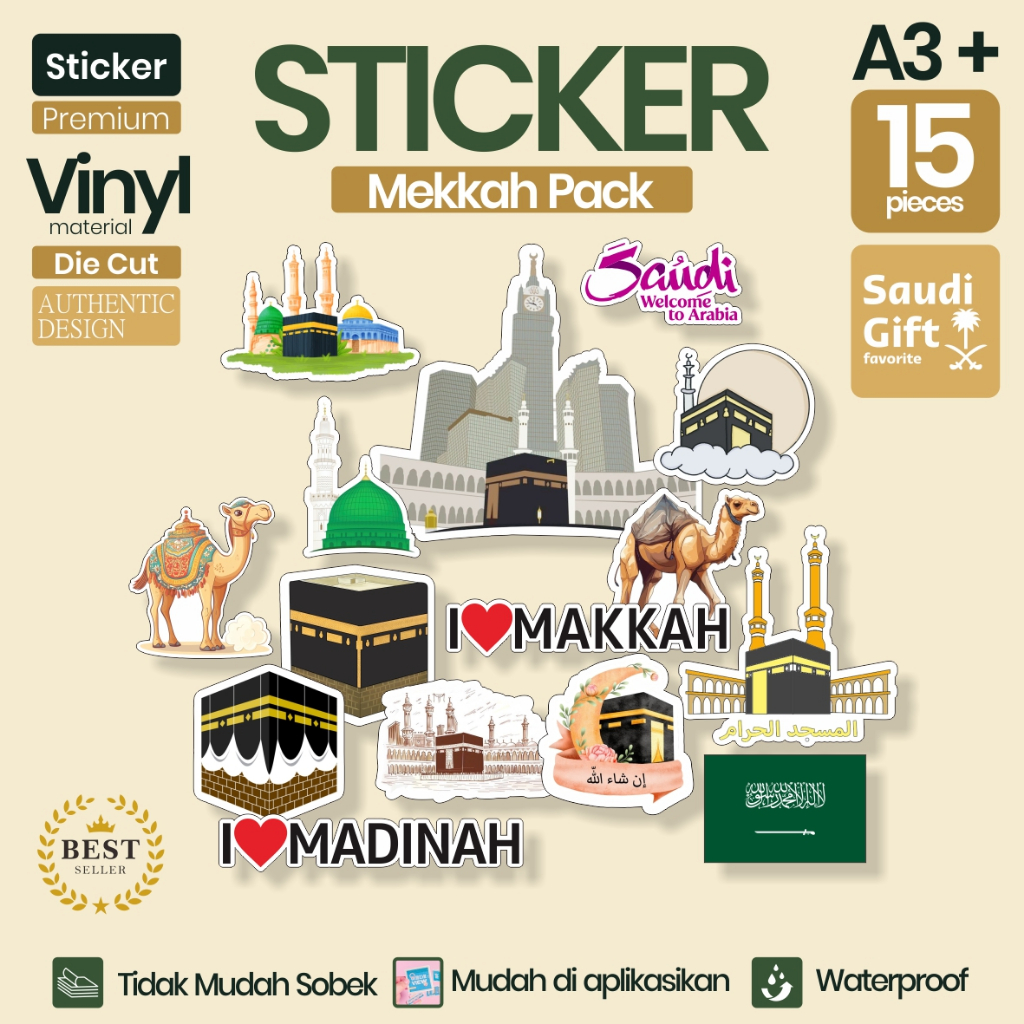 

OLSHOPRINT - Stiker Makkah Sticker Madinah Pack 15 Motif sticker Labeling Stiker kemasan