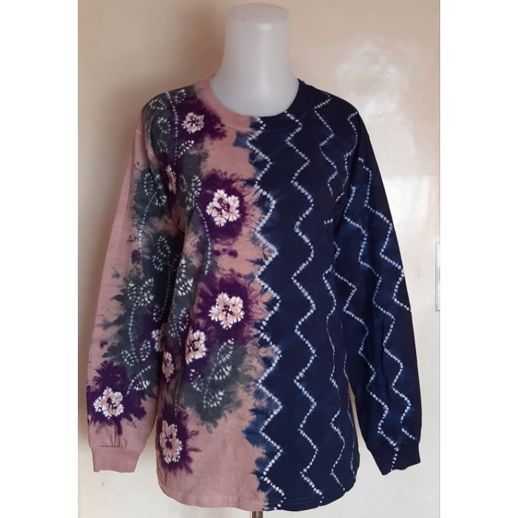 KODE E6T Baju Kaos Sasirangan Olahraga Atasan Lengan Panjang Wanita Pria Katun Motif Etnik Unik Oleh