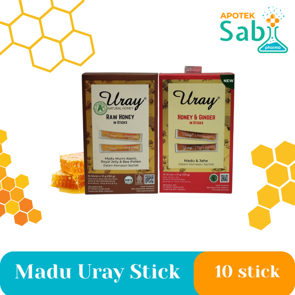 

Madu Uray Sachet Raw Honey in Stick 10 Stik - (Original / Ginger) Asli Organik / Madu Uray Stick