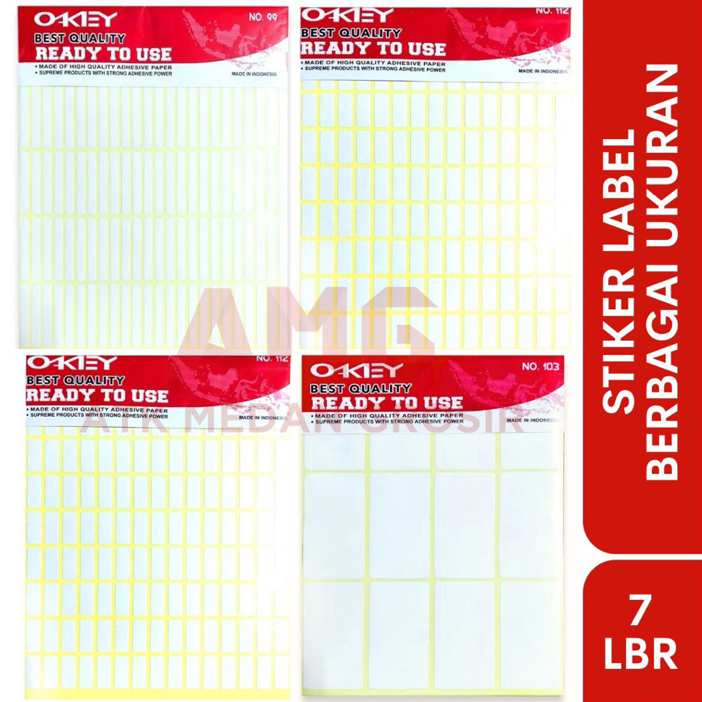 

LABEL STIKER BERBAGAI UKURAN PER BUNGKUS ISI 7 LEMBAR