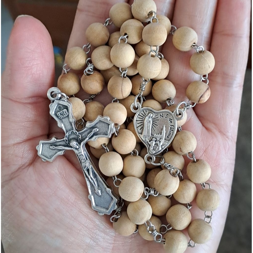 ROSARIO KAYU CENDANA NTT ASLI 8MM KAYU BERTUAH BENDA ROHANI KATOLIK