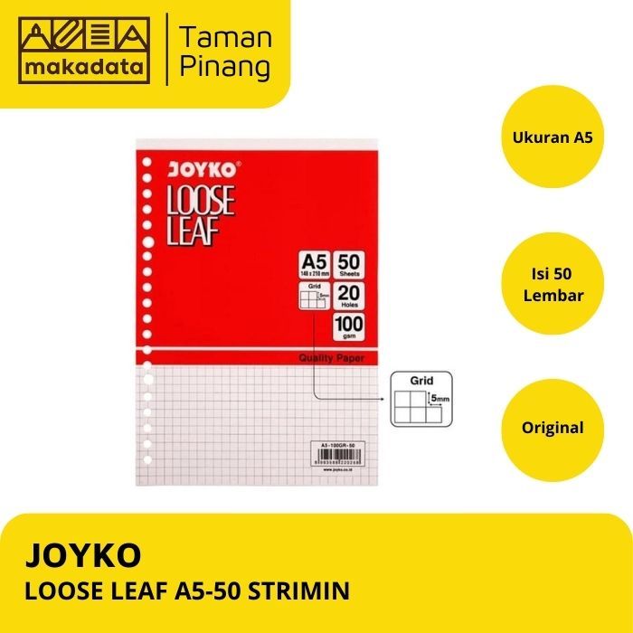 

JOYKO LOOSE LEAF A5 50 STRIMIN / KERTAS KOTAK / GRID / ISI KERTAS FILE BINDER (1 PCS)
