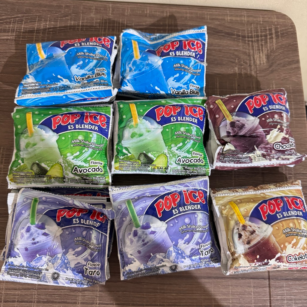 

GROSIR 39 PCS AMBIL SEMUA POP ICE Vanilla blue taro cokelat susu avocado coklat ALL VARIAN murah renteng renceng sachet saset popice