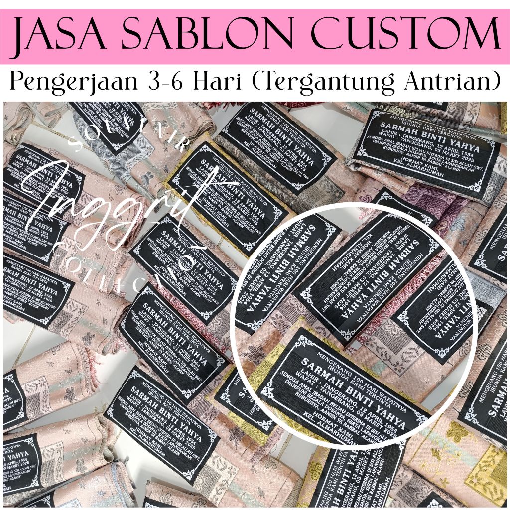 Jasa Sablon Sajadah,Sablon Nama custom
