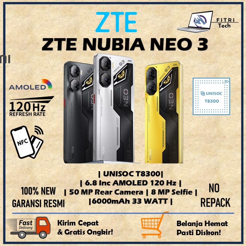 READY STOCK !! ZTE NUBIA NEO 3 5G RAM 8GB ROM 256GB UNISOC T8300 50 MP 6000 mAh 33 WATT