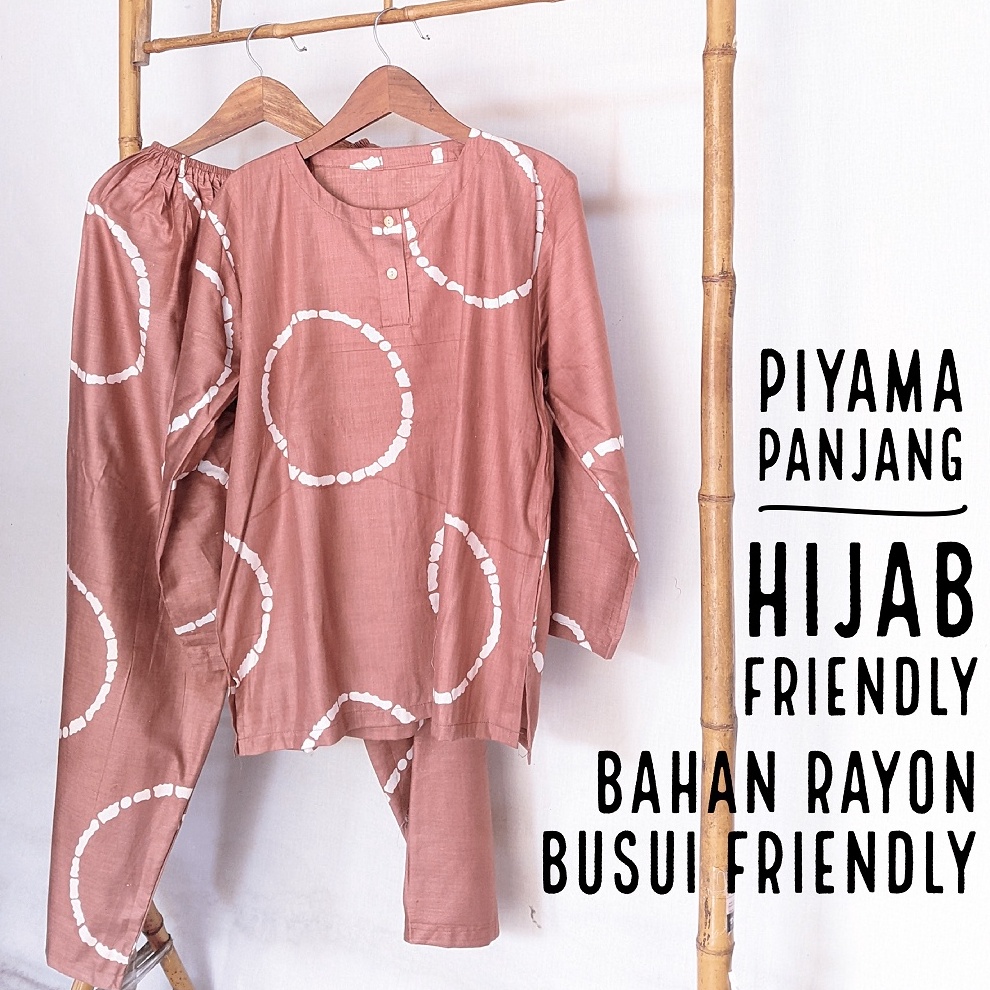 KODE H73S Piyama Panjang Wanita Hijab Piyama Lengan Panjang Rayon Hijab Piyama Tidur Wanita Lengan P