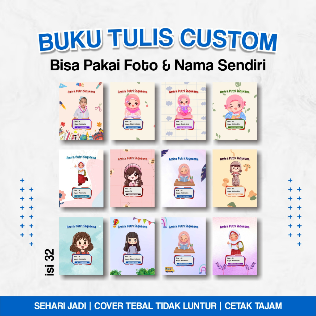 

BUKU TULIS CUSTOM NAMA ISI 5 | BEBAS REQUES NAMA, KELAS, MAPEL, NAMA SEKOLAH