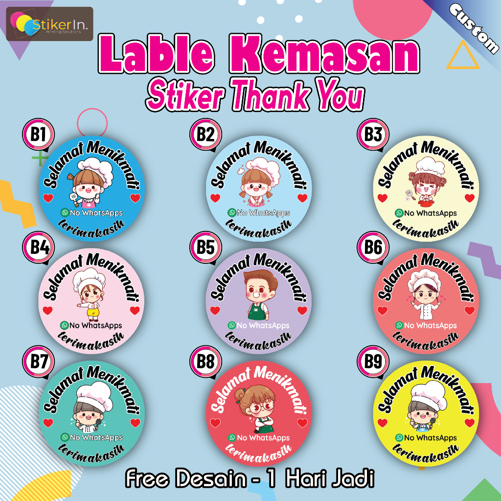 

Sticker Thank You Lucu | Stiker Label Segel Ucapan Terima Kasih | Custom Nama HARGA PERLEMBAR A3+