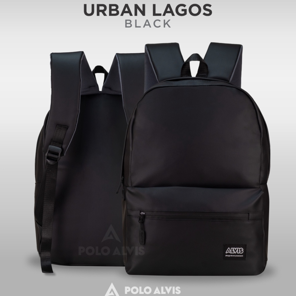 KODE N74O POLO ALVIS  Urban Lagos Black Laptop 14in Waterproof Premium Backpack Tas Ransel Pria Taha