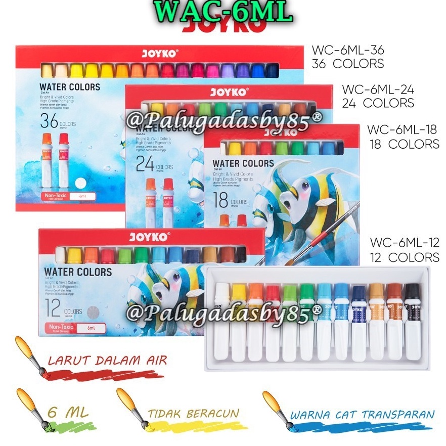 

KODE W85R 1 Set GABUNGAN Cat Air JOYKO WAC6ML36 WAC6ML24 WAC6ML18 WAC6ML12 Water Color Joyko WAC6