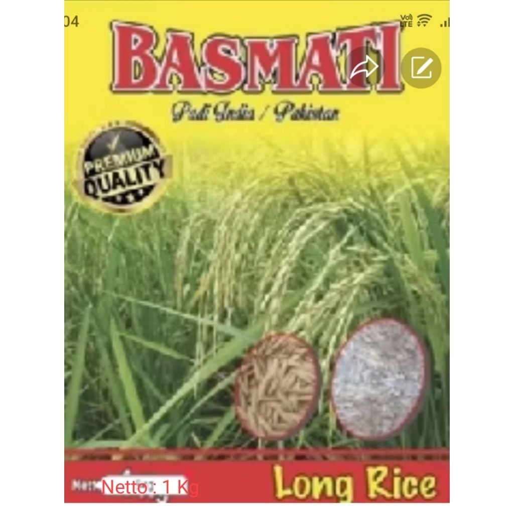 Benih bibit padi basmati aromatik kemasan 1 kg