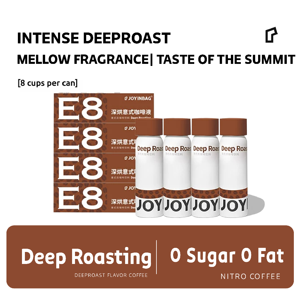 

[ 4pcs ] JOYINBAG E8 Deep Roast Nitro Coffee 8 Espresso Shots Per Can [ Dark Roast Coffee ] Nitro Kopi Instan