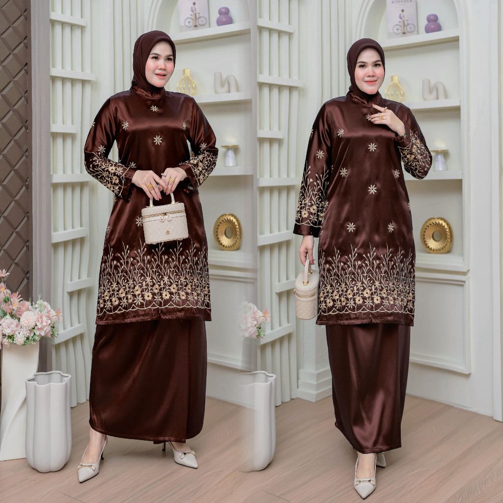 SETELAN KEBAYA TUNIK ZARINA ROK SENADA KURUNG MELAYU PELANGI JAYA